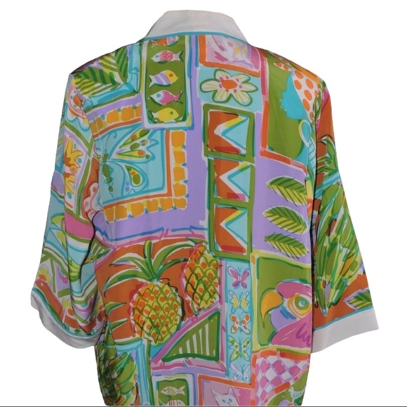 Bob Mackie Silk Shirt Open Front Blouse Small - Picture 4 of 13